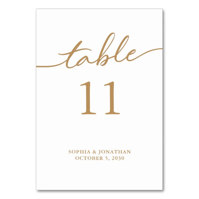 Table 11 Gold Calligraphy Personalized Wedding Table Number (Front)
