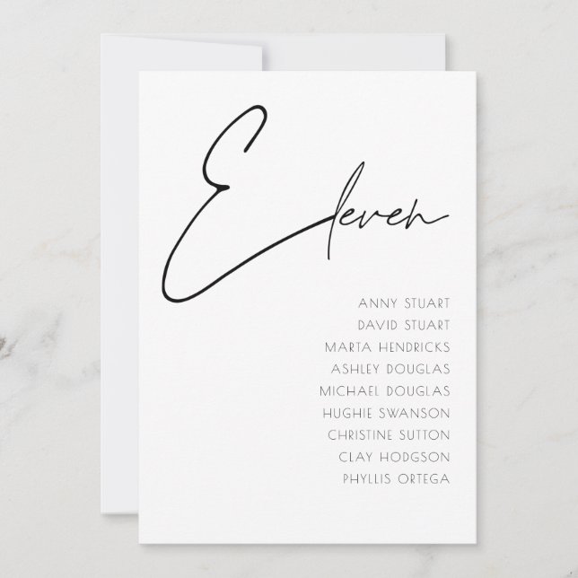 Table 11 Modern Wedding Table Number template (Front)