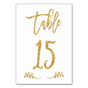 Table 15   Elegant Gold Handwriting Brushed Laurel Table Number