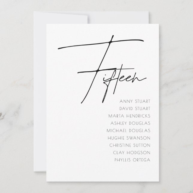 Table 15 Modern Wedding Table Number template (Front)