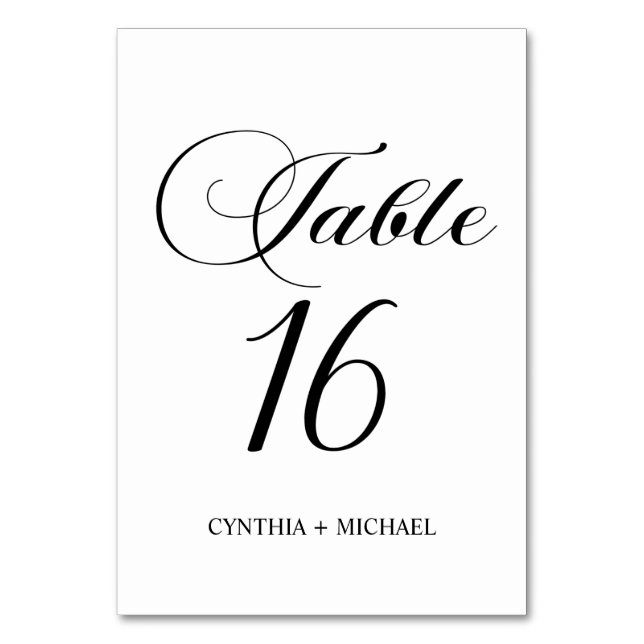 Table 16 Modern Script Wedding Table Number (Front)