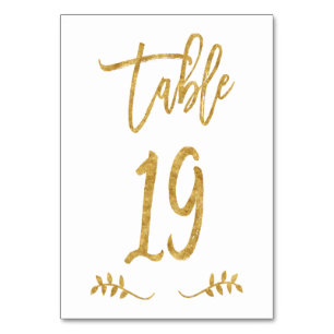 Table 19   Elegant Gold Handwriting Brushed Laurel Table Number