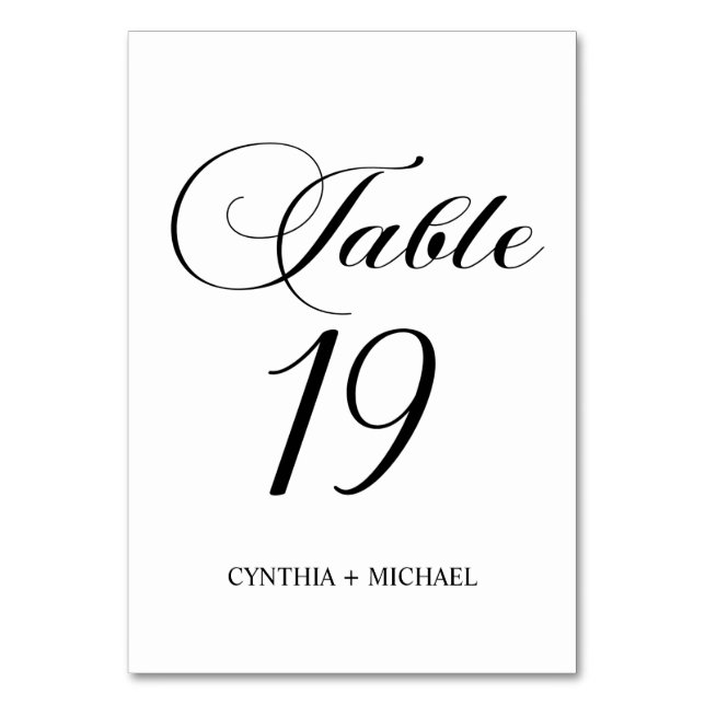Table 19 Modern Script Wedding Table Number (Front)