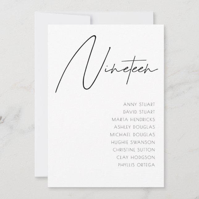 Table 19 Modern Wedding Table Number template (Front)