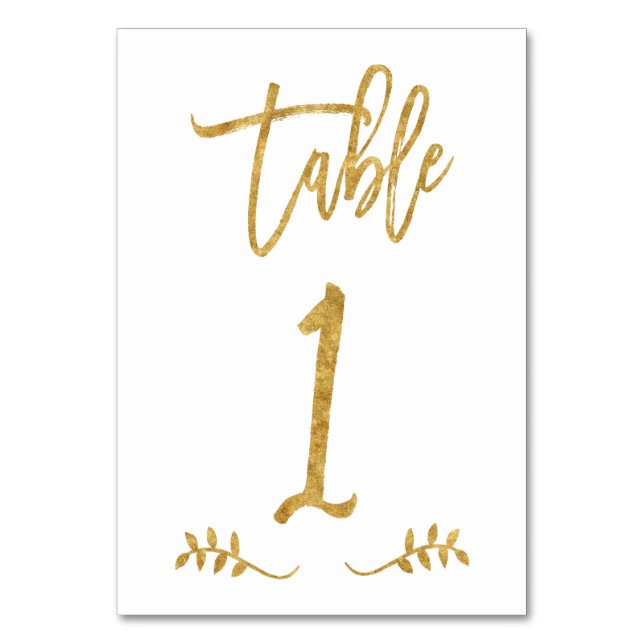 Table 1 | Elegant Gold Handwriting Brushed Laurel Table Number (Front)