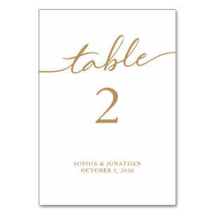 Table 2 Gold Calligraphy Personalized Wedding Number