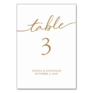 Table 3 Gold Calligraphy Personalized Wedding Number