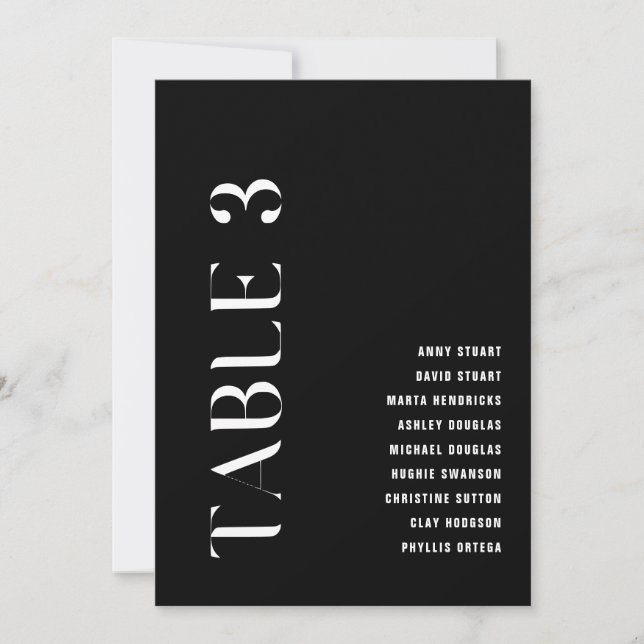 Table 3 Modern Bold Wedding Table Number (Front)