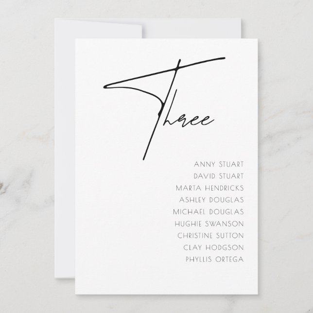 Table 3 Modern Wedding Table Number template (Front)