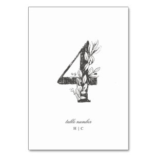Table 4 Beautiful Floral Sketched Wreath Wedding Table Number