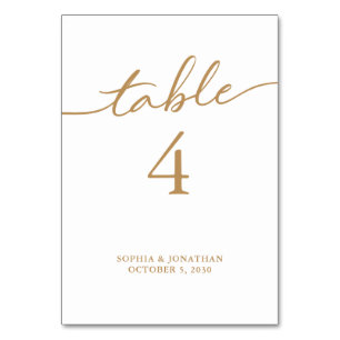 Table 4 Gold Calligraphy Personalized Wedding Table Number