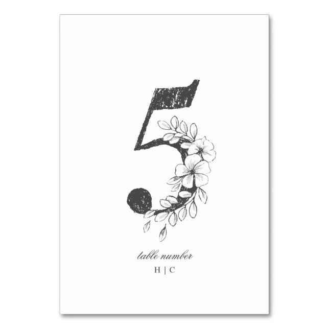 Table 5 Beautiful Floral Sketched Wreath Wedding Number (Front)