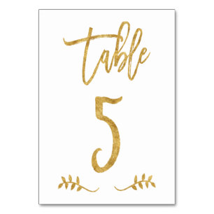 Table 5   Elegant Gold Handwriting Brushed Laurel Number
