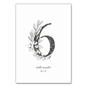 Table 6 Beautiful Floral Sketched Wreath Wedding Number