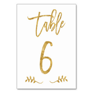 Table 6   Elegant Gold Handwriting Brushed Laurel Number