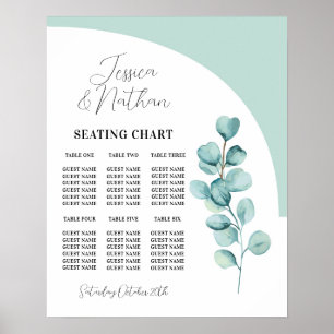 Table 6 Seating Plan Wedding Eucalyptus Leaves Poster