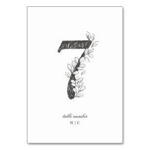 Table 7 Beautiful Floral Sketched Wreath Wedding Table Number