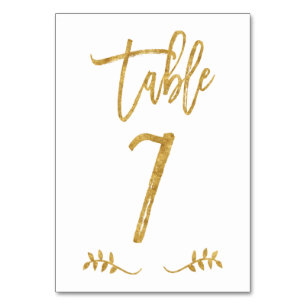 Table 7   Elegant Gold Handwriting Brushed Laurel Number