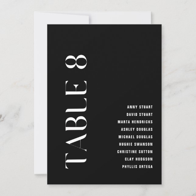 Table 8 Modern Bold Wedding Table Number (Front)
