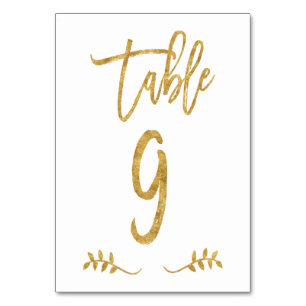 Table 9   Elegant Gold Handwriting Brushed Laurel Table Number