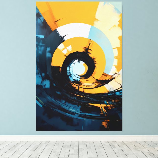 Table Abstract Screen Printing Canvas Print (Insitu(Wood Floor))