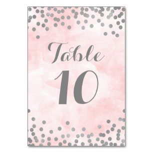 Table Aquarelle rose Argent Confetti Numéro de tableau C