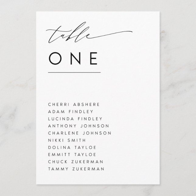 table assignments program (Front)