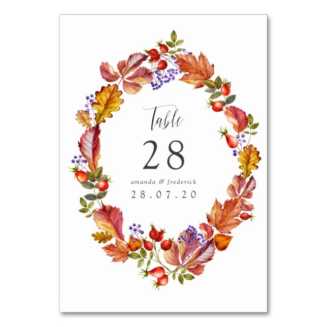 Table Automne - Automne Aquarelle Mariage Numéro de tabl (Par défaut)