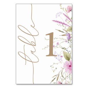 Table Baby shower de prairie fleur sauvage Numéro de tab