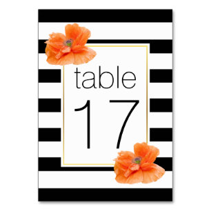 Table Bandes blanches noires & pies mariage numéro de ta