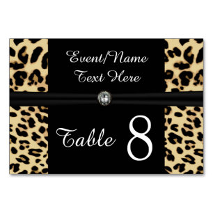Table Bijou de ruban Leopard noir personnalisé Numéro de