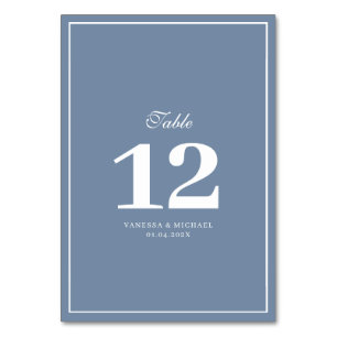 Table blanc cadre bleu poussiéreux mariage numéro de tab