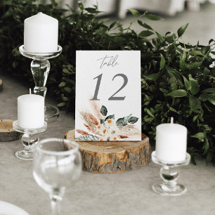 Table Boho Bohemian Pampas & Beige Floral Numéro de tabl