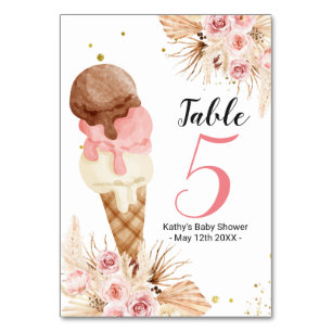 Table Boho Rose Floral Crème de glace moderne Numéro de