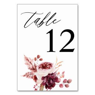 Table Bourgogne et rose Floral 8B Numéro de tableau