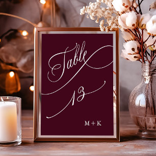 Table Calligraphie de luxe Bourgogne Mariage numéro 13,