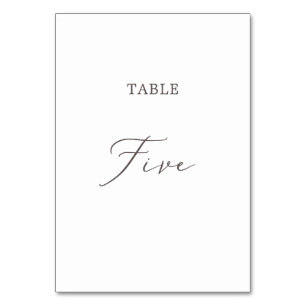 Table Calligraphie de type délicat Tableau Cinq Numéro d
