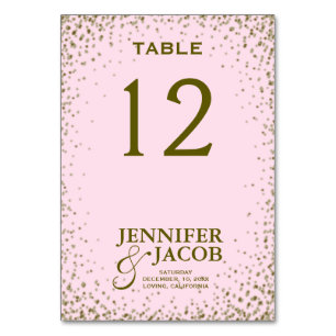 Table Card   Pink and Gold