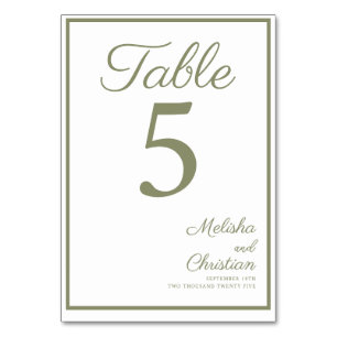 Table Card table number for a modern wedding.