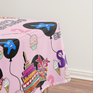 Table Cloth, Happy 2nd Birthday, #2nd Pink Tablecloth