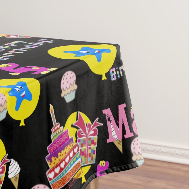 Table Cloth, Happy 5th Birthday, #5 Black Tablecloth (In Situ)