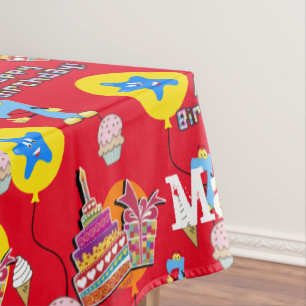 Table Cloth, Happy 7th Birthday, #7 Red Tablecloth