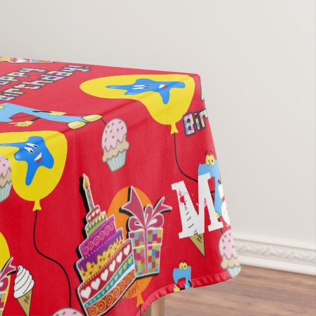 Table Cloth, Happy 7th Birthday, #7 Red Tablecloth (In Situ)