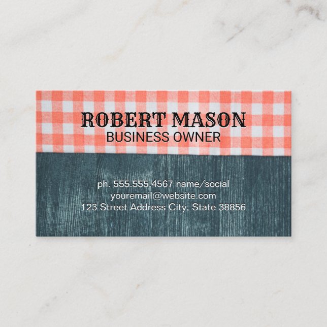 Table Cloth | Wood Grain Business Card (Front)