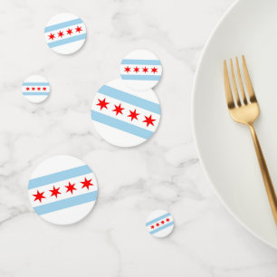 Table confetti avec drapeau de Chicago, Illinois,