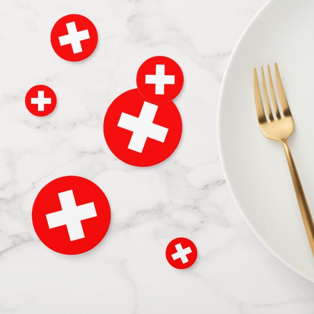 Table confetti avec drapeau de la Suisse (Groupe)