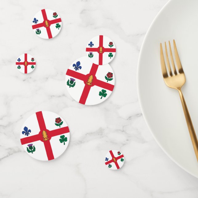 Table confetti avec drapeau de Montréal, Canada (Groupe)