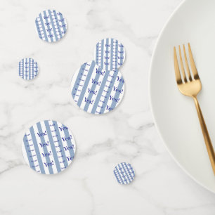 Table Confetti Blue & White Stripe He said Yes!