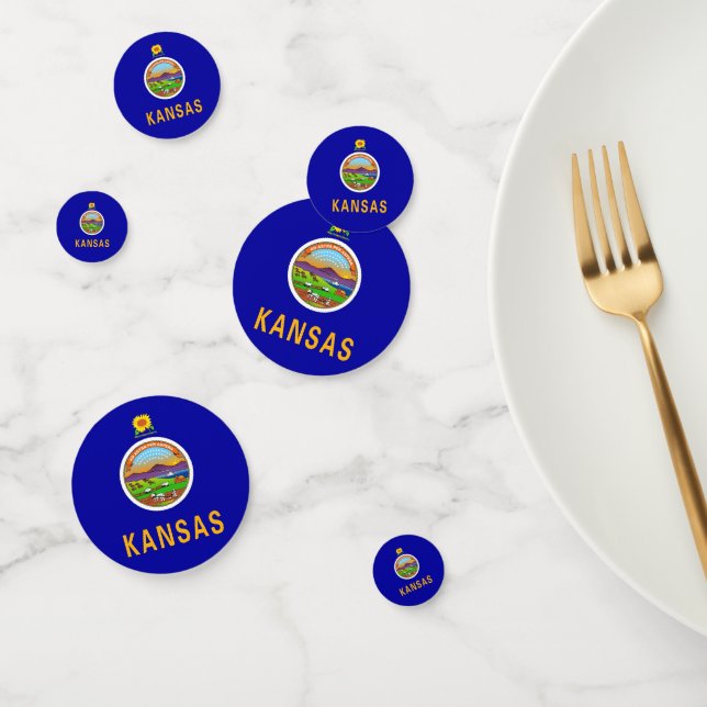 Table confetti with flag of Kansas, USA (Group)