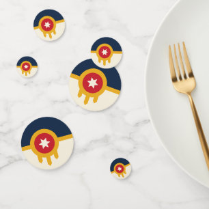 Table confetti with flag of Tulsa City, USA